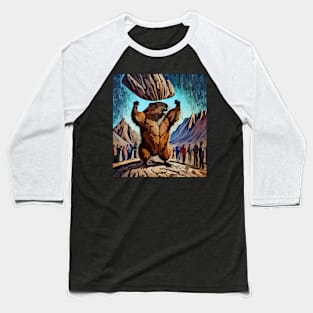 watercolor muscular groundhog Baseball T-Shirt